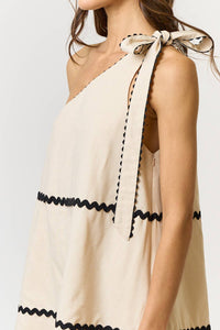 Teresa LINEN SCALLOPED ONE SHOULDER  DRESS: