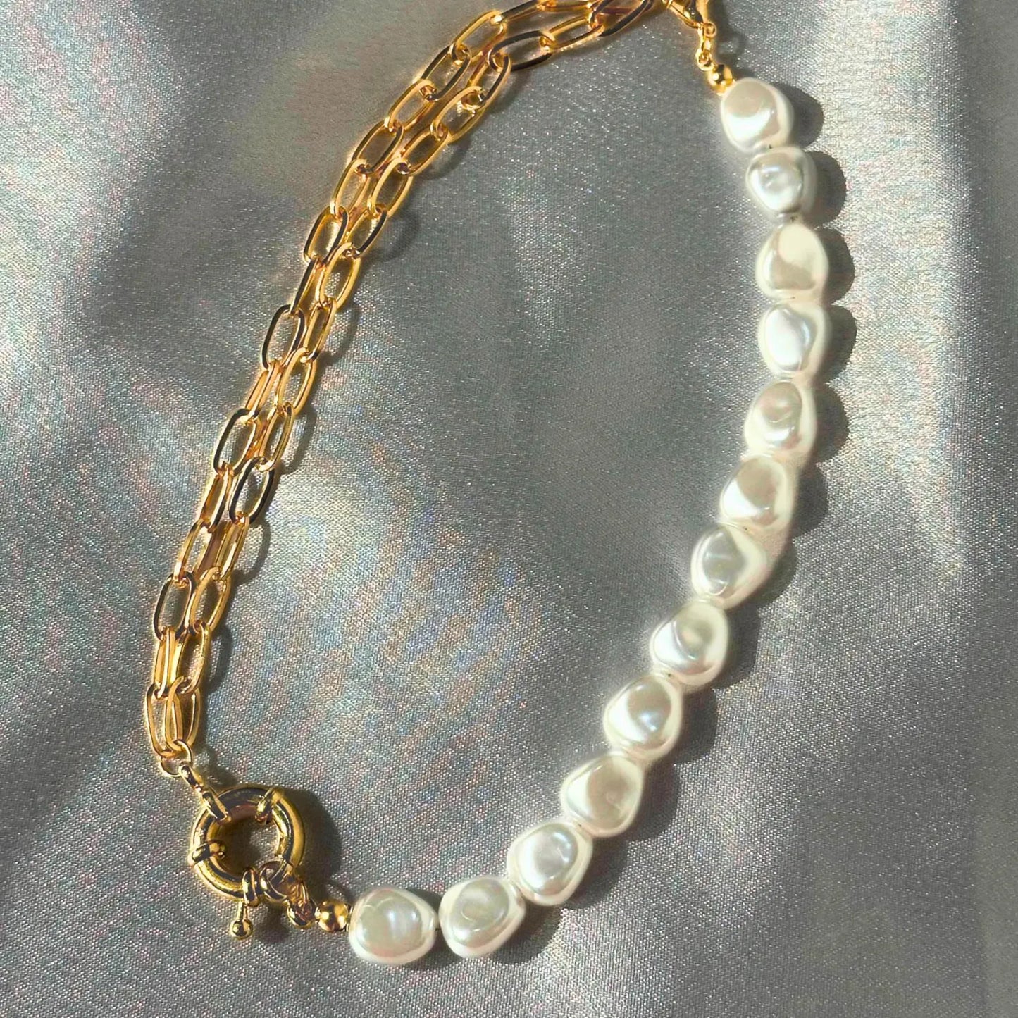 Pearl & Chain Choker Necklace