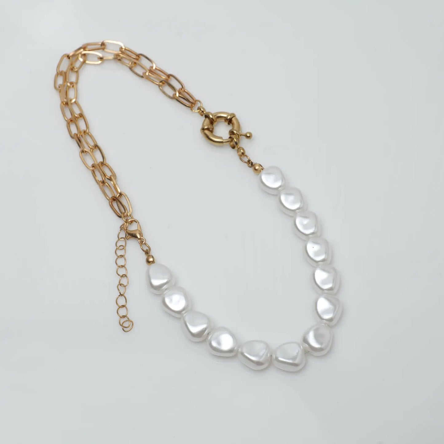 Pearl & Chain Choker Necklace
