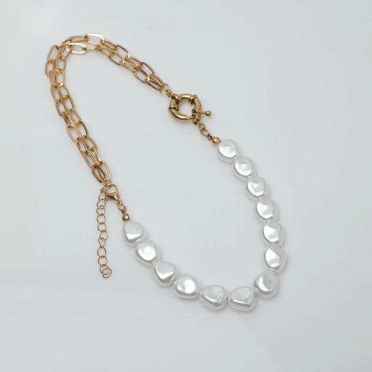 Pearl & Chain Choker Necklace