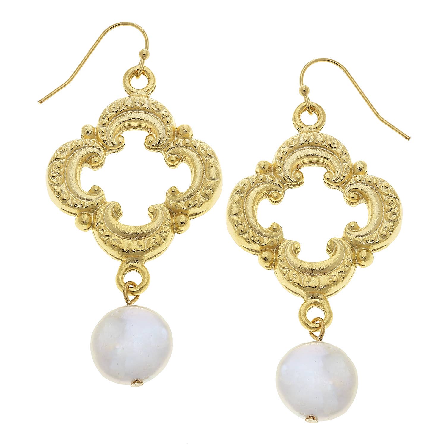 Gold with Genuine Freshwater Pearl Earrings