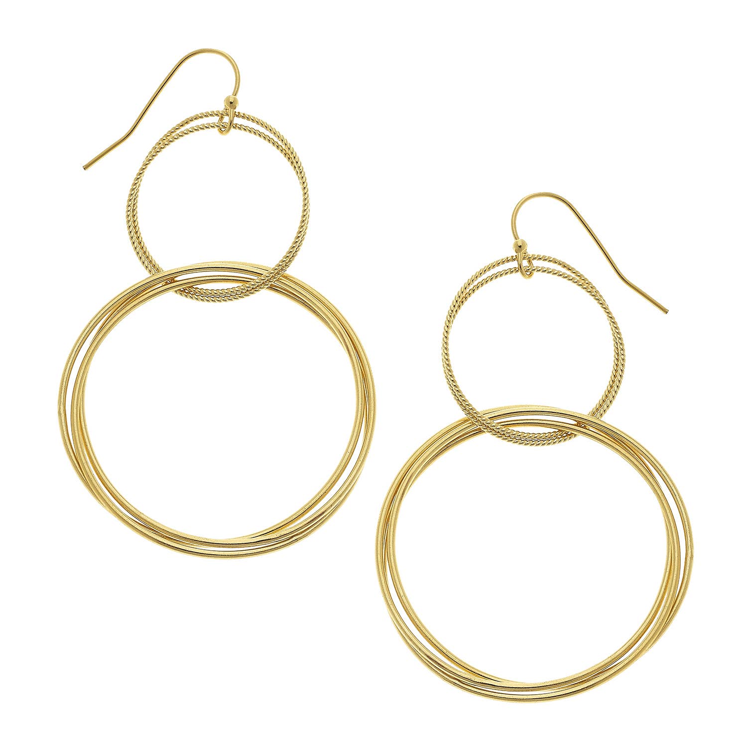 Gold Double Rings Earrings
