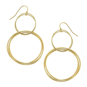 Gold Double Rings Earrings