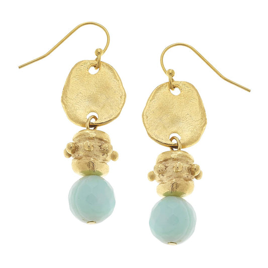 Gold Oval and Genuine Sea Foam Agate