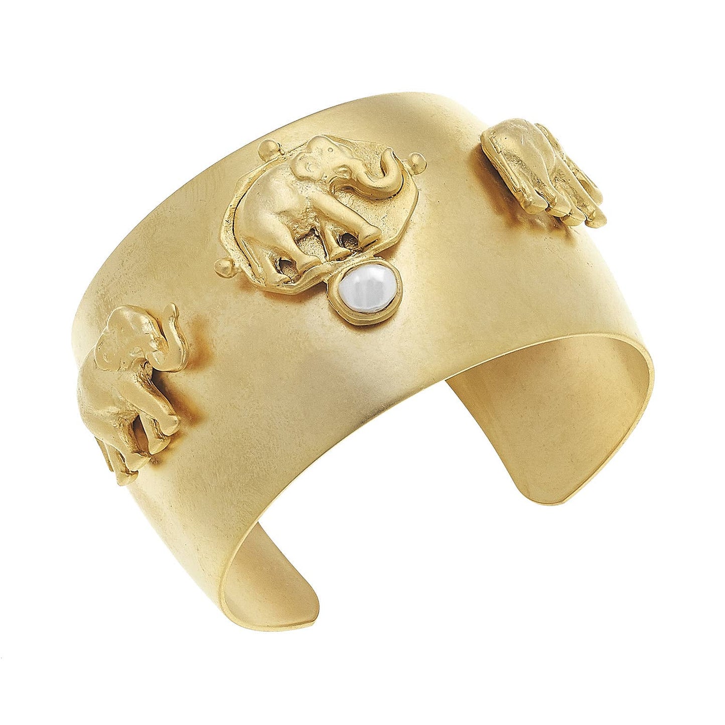Elephant + Pearl Cuff Bracelet