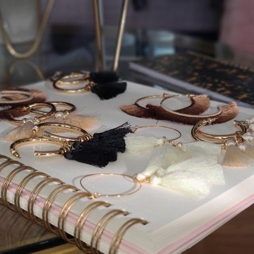 Mocha Hoops Fringe Earrings - Shop The Golden Girl