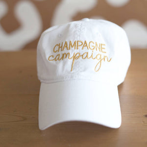 White Champagne Campaign Cap in Gold Thread