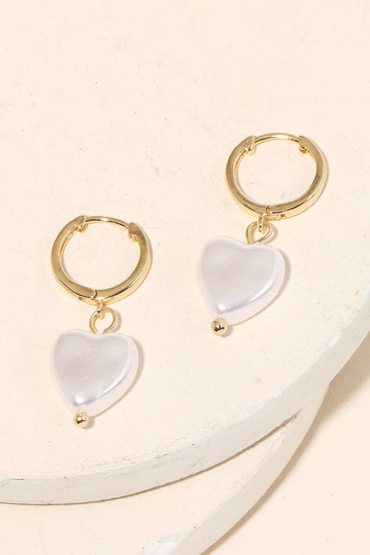 Mini Heart Drop Huggie Earrings
