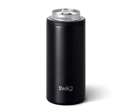 Swig Life Matte Black Skinny Can Cooler (12oz)
