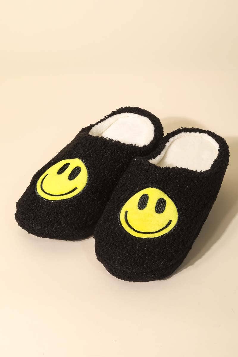 Faux Fur Happy Face Slippers