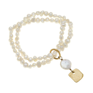Handcast Gold + Freshwater Pearl Bracelet