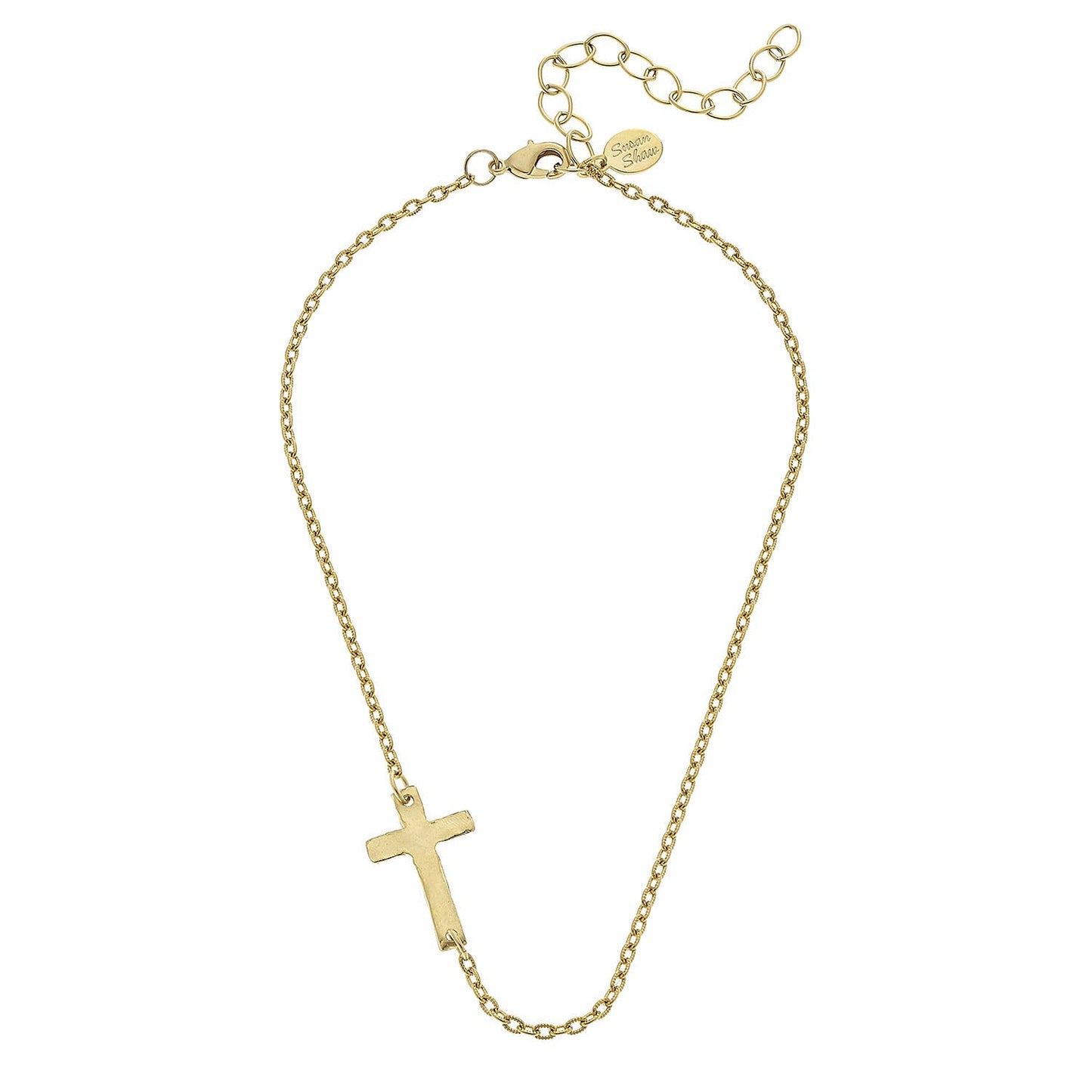 Gold Sideways Cross Necklace