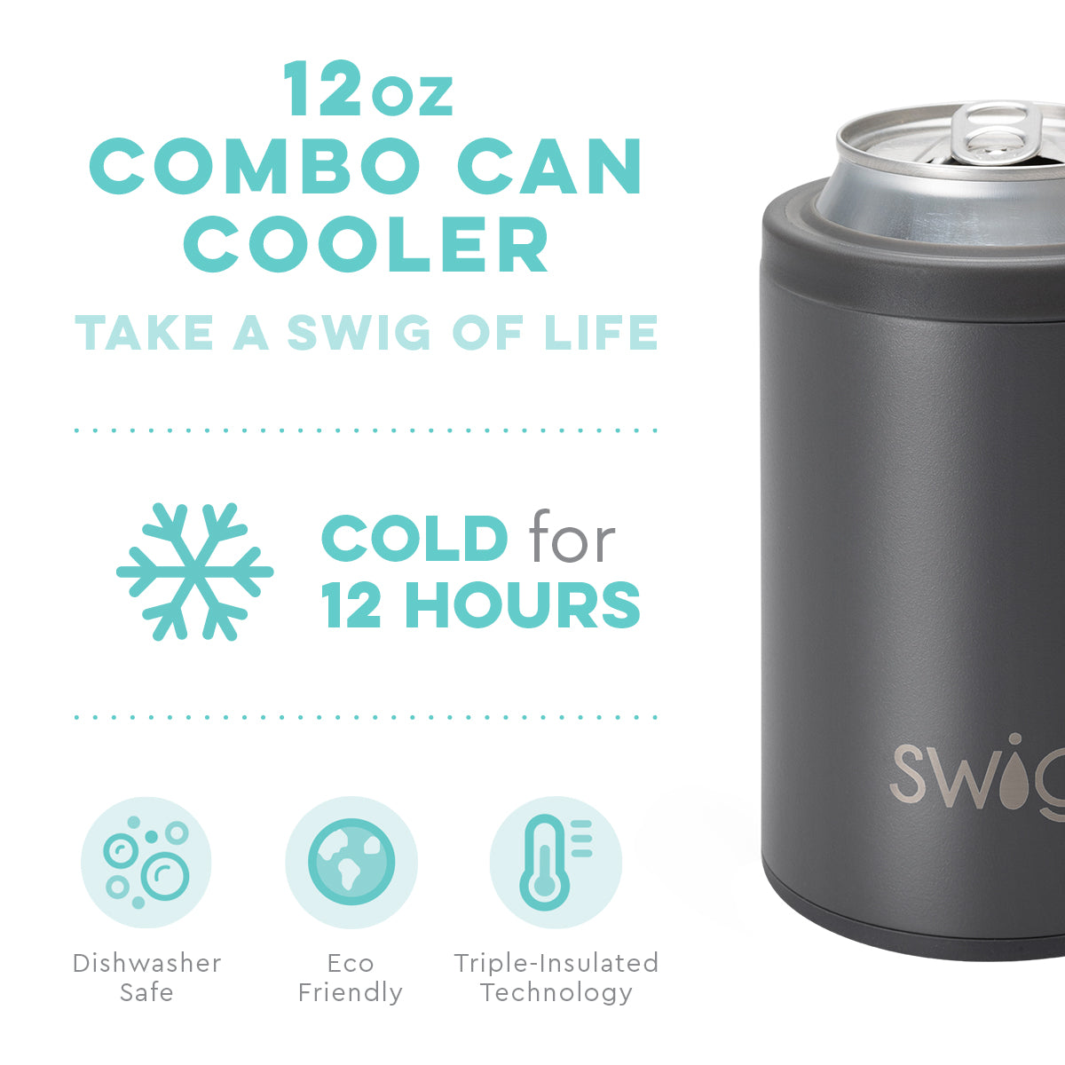 Swig Matte Grey Can + Bottle Cooler (12oz)