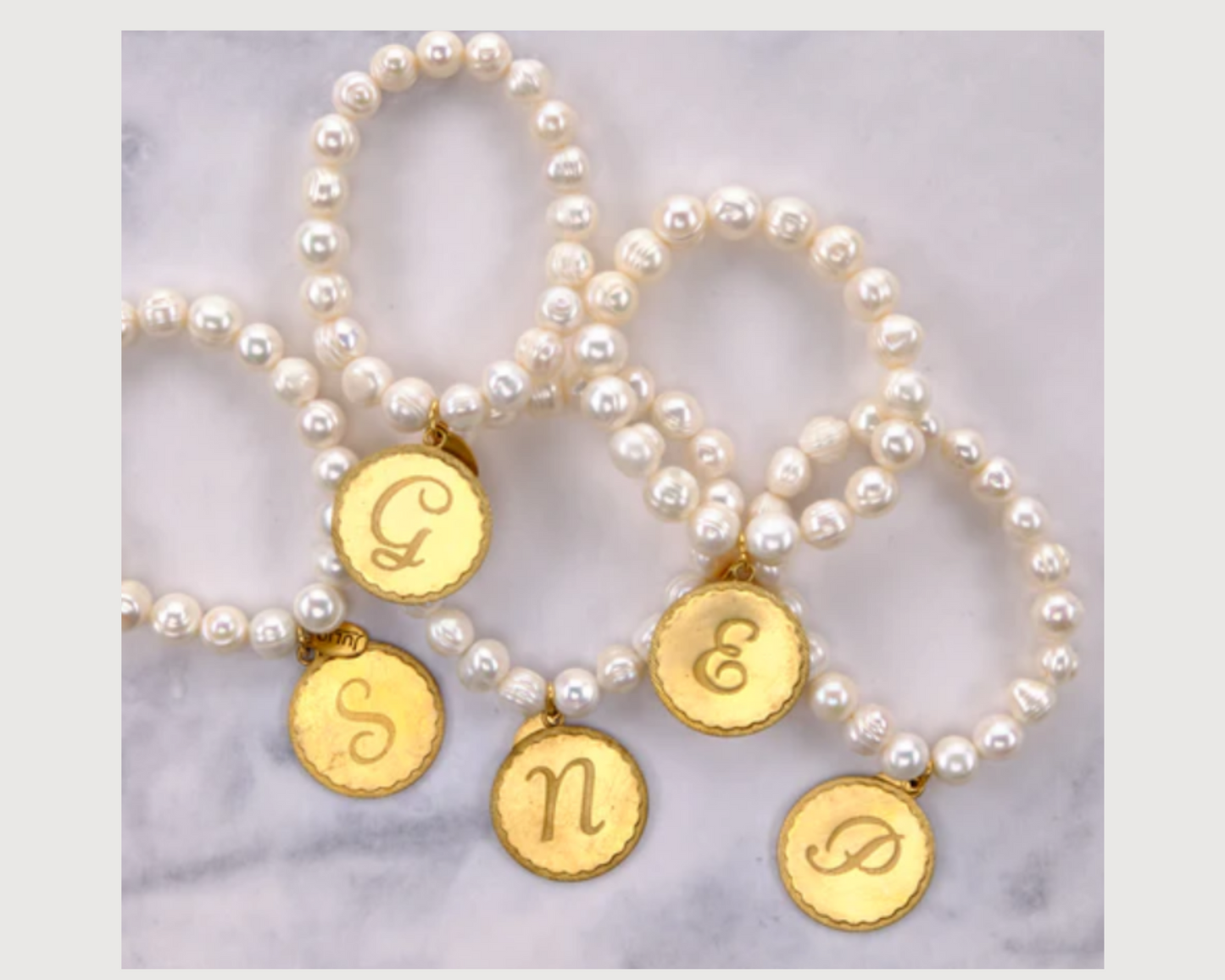 Julio Designs Pearl & Initial Bracelet