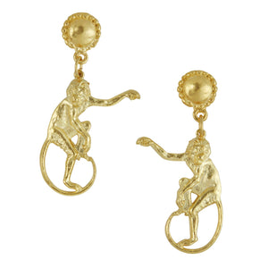 Gold Monkey Dangle Earrings
