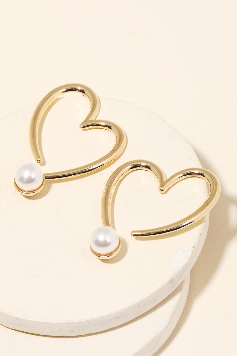Heart Pearl Cutout Earrings