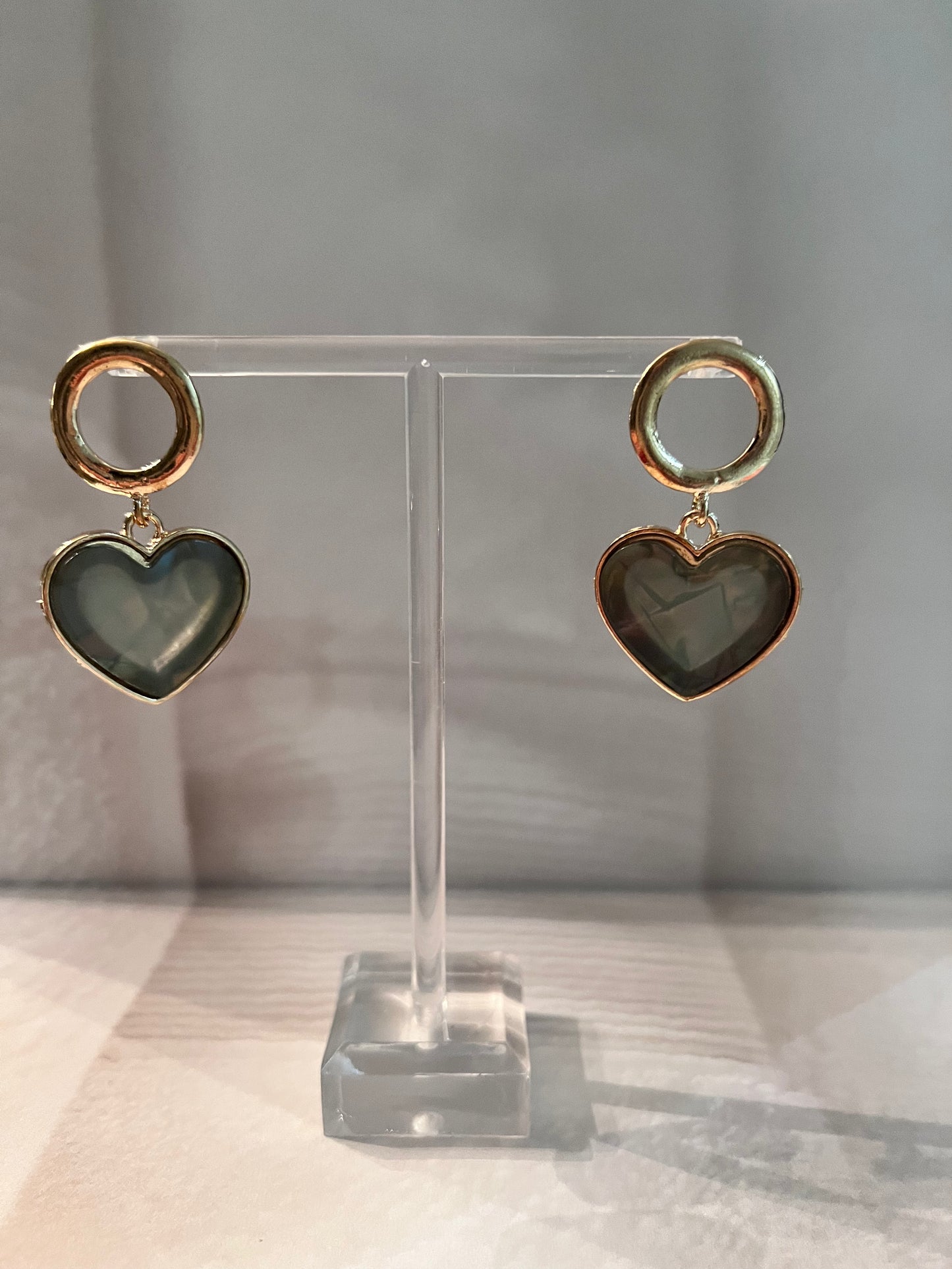 Sage Green Hearts Earrings