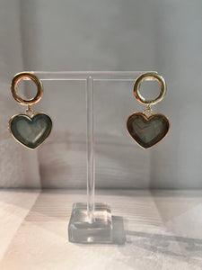 Sage Green Hearts Earrings