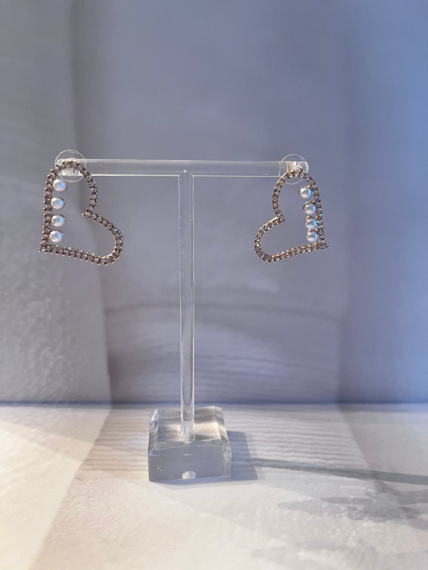 Heart Shaped Pearl Earrings Hoops