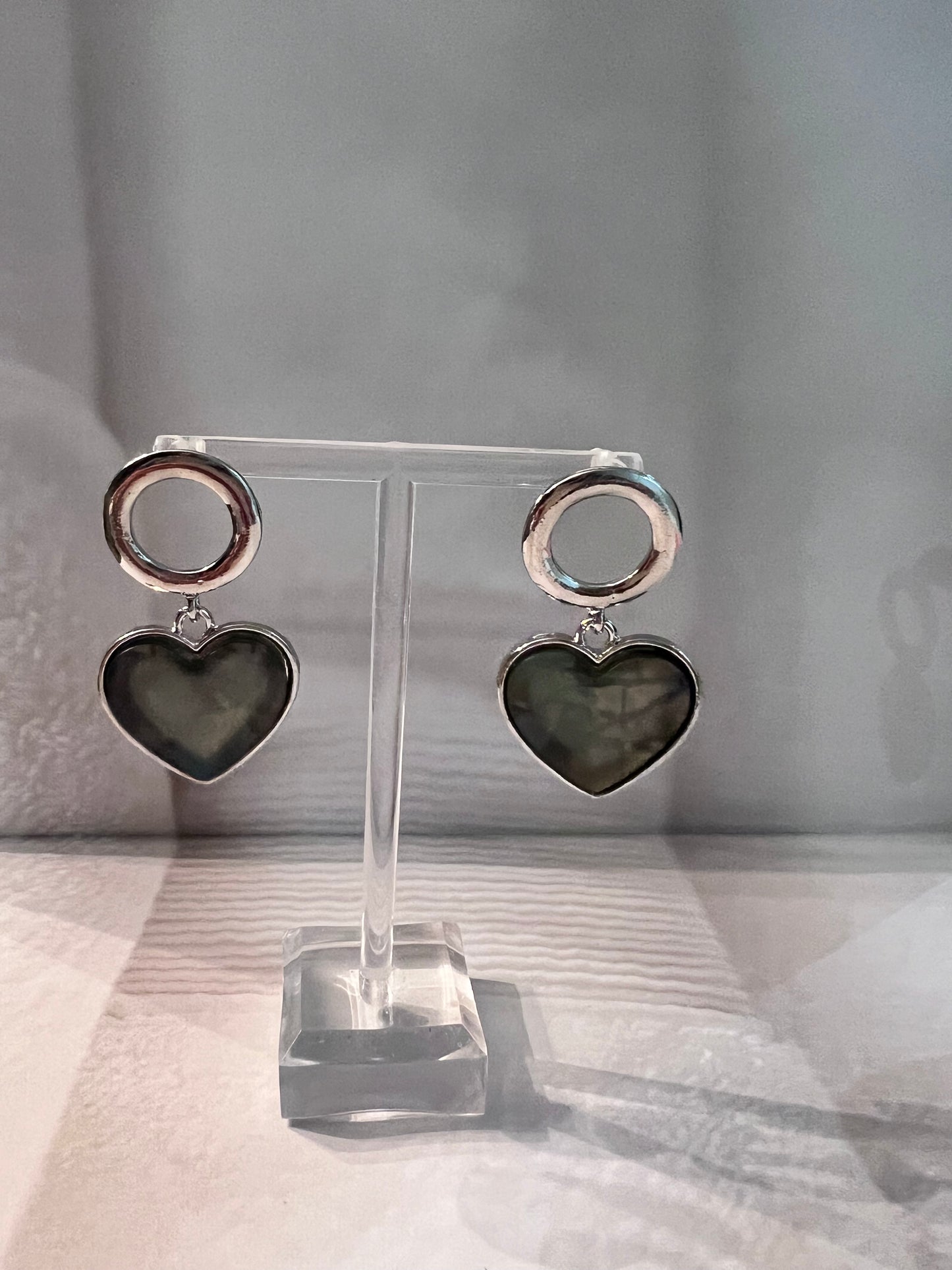 Sage Green Hearts Earrings