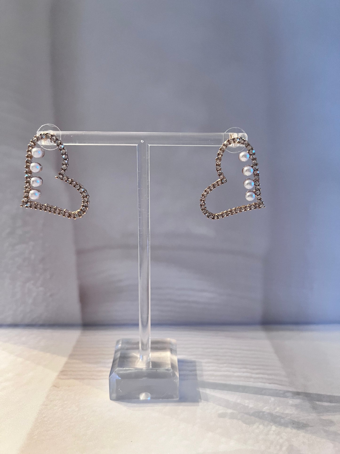 Heart Shaped Pearl Earrings Hoops