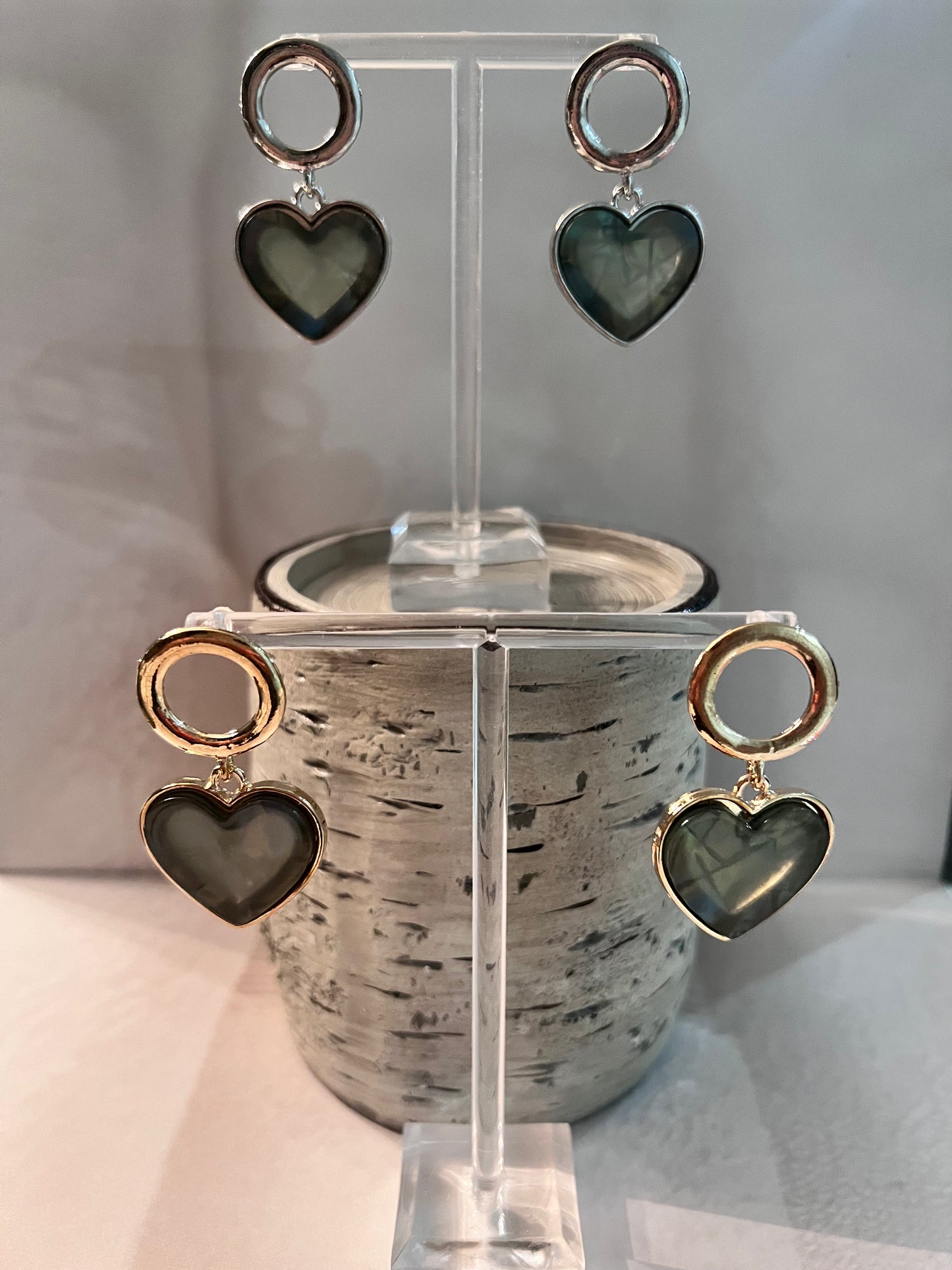 Sage Green Hearts Earrings