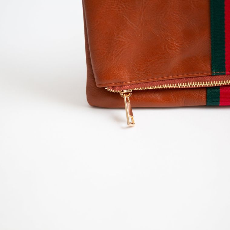 Preppy Stripe Foldover Clutch - Red/Green Stripe