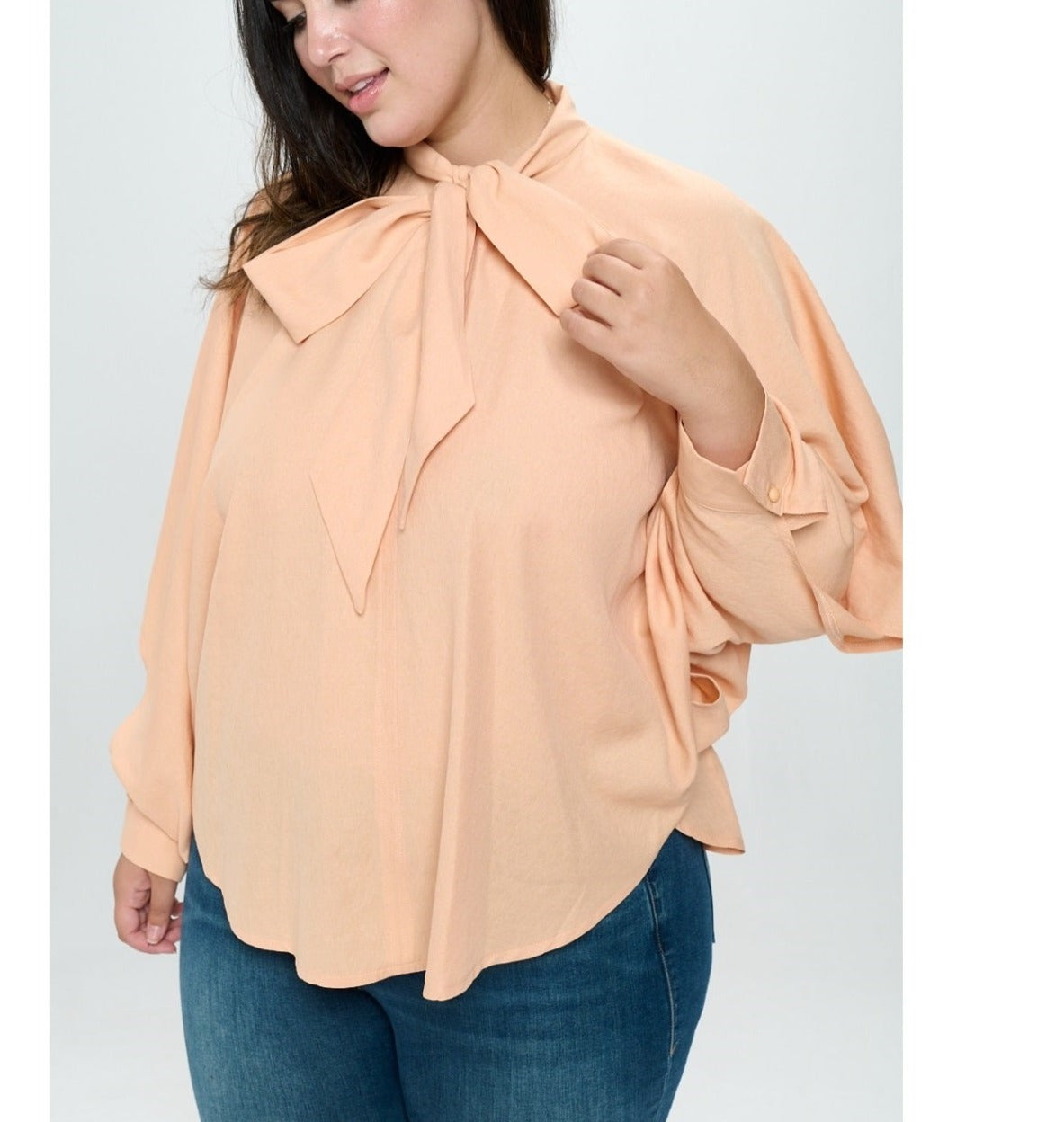 Peach Bow Blouse